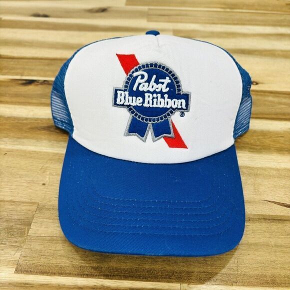 Pabst Blue Ribbon PBR Mesh Snapback Trucker Hat Red/White/Blue - Picture 1 of 6